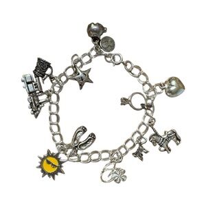 Silver 925 Charm Bracelet Eleven Charms 7.5”
